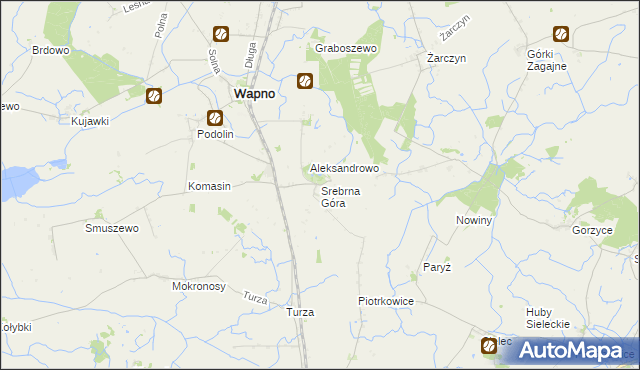 mapa Srebrna Góra gmina Wapno, Srebrna Góra gmina Wapno na mapie Targeo