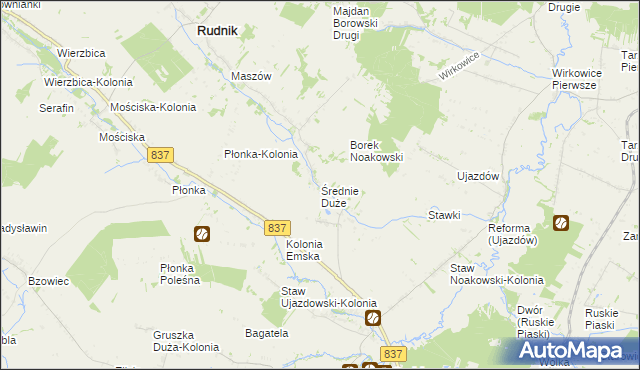 mapa Średnie Duże gmina Nielisz, Średnie Duże gmina Nielisz na mapie Targeo
