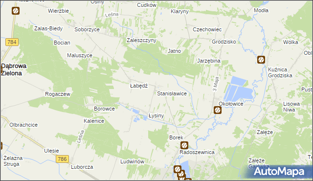 mapa Stanisławice gmina Koniecpol, Stanisławice gmina Koniecpol na mapie Targeo