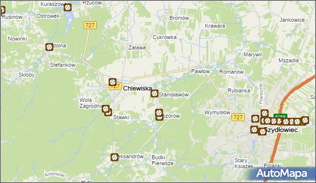 mapa Stanisławów gmina Chlewiska, Stanisławów gmina Chlewiska na mapie Targeo