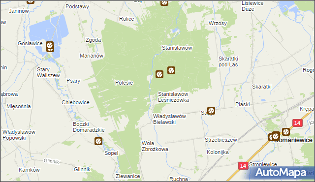 mapa Stanisławów Leśniczówka, Stanisławów Leśniczówka na mapie Targeo