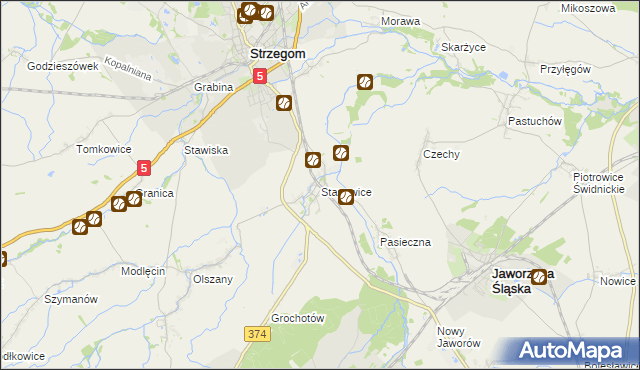 mapa Stanowice gmina Strzegom, Stanowice gmina Strzegom na mapie Targeo