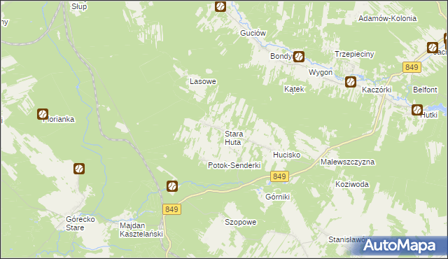 mapa Stara Huta gmina Krasnobród, Stara Huta gmina Krasnobród na mapie Targeo