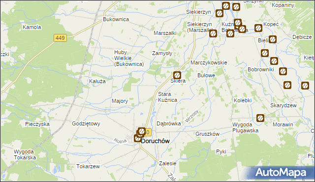 mapa Stara Kuźnica gmina Doruchów, Stara Kuźnica gmina Doruchów na mapie Targeo