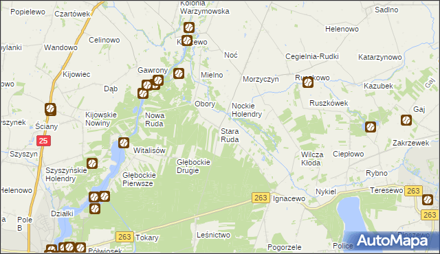 mapa Stara Ruda gmina Wierzbinek, Stara Ruda gmina Wierzbinek na mapie Targeo