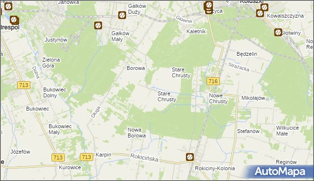 mapa Stare Chrusty gmina Rokiciny, Stare Chrusty gmina Rokiciny na mapie Targeo