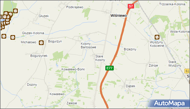 mapa Stare Kosiny, Stare Kosiny na mapie Targeo