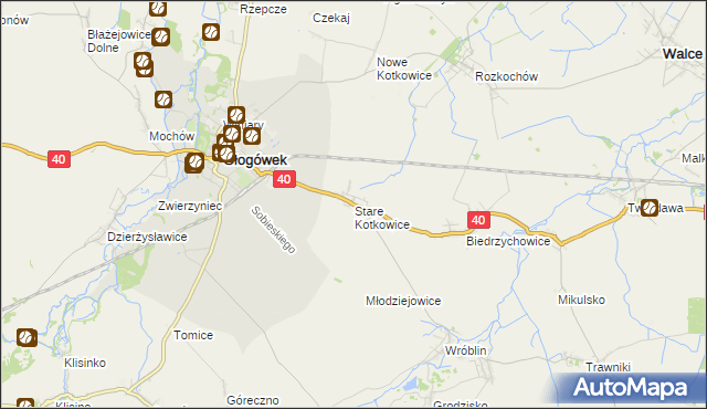 mapa Stare Kotkowice, Stare Kotkowice na mapie Targeo