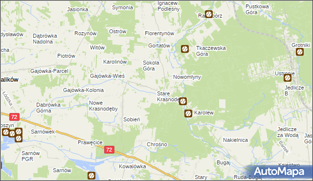 mapa Stare Krasnodęby, Stare Krasnodęby na mapie Targeo