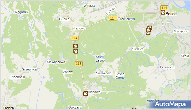 mapa Stare Leśno, Stare Leśno na mapie Targeo