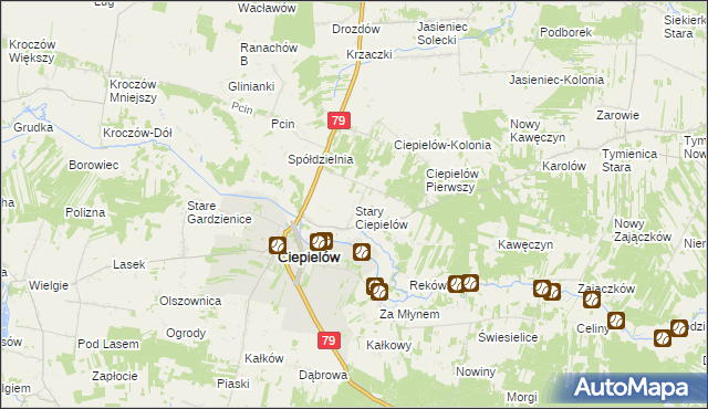 mapa Stary Ciepielów, Stary Ciepielów na mapie Targeo