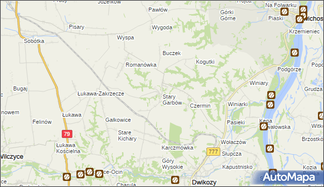 mapa Stary Garbów, Stary Garbów na mapie Targeo