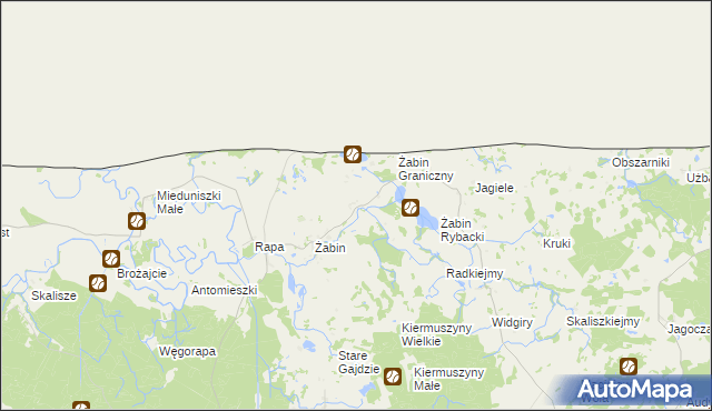 mapa Stary Żabin, Stary Żabin na mapie Targeo