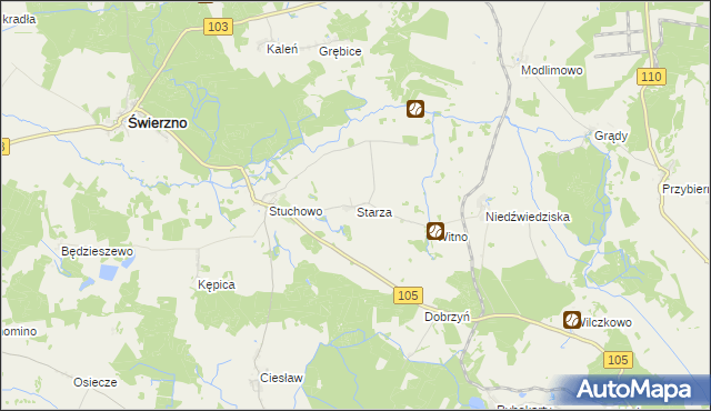 mapa Starza gmina Świerzno, Starza gmina Świerzno na mapie Targeo