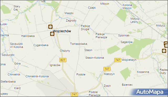 mapa Stasin gmina Wojciechów, Stasin gmina Wojciechów na mapie Targeo