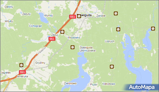 mapa Stawiguda Leśniczówka, Stawiguda Leśniczówka na mapie Targeo