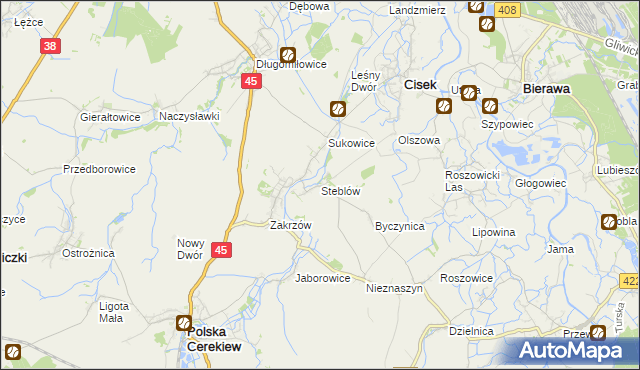 mapa Steblów gmina Cisek, Steblów gmina Cisek na mapie Targeo