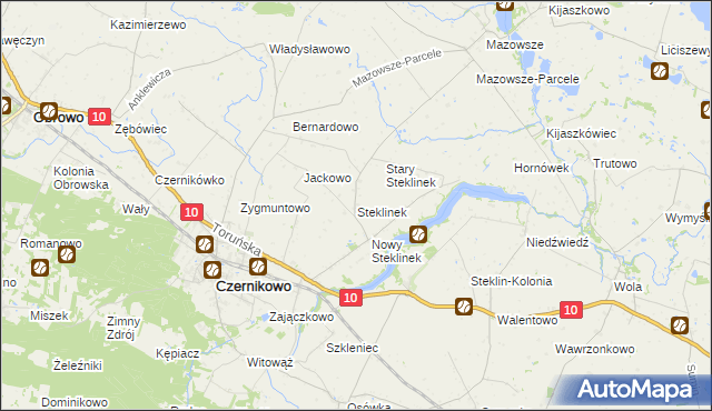 mapa Steklinek, Steklinek na mapie Targeo