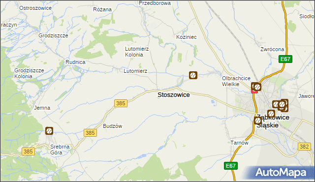 mapa Stoszowice, Stoszowice na mapie Targeo