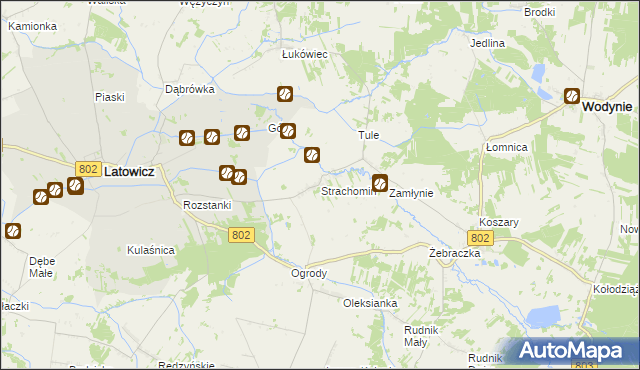 mapa Strachomin, Strachomin na mapie Targeo