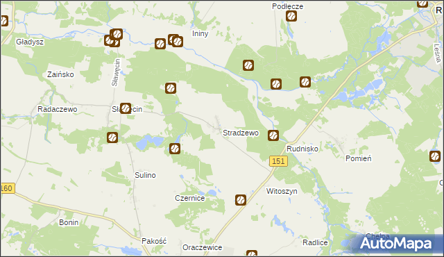 mapa Stradzewo gmina Choszczno, Stradzewo gmina Choszczno na mapie Targeo