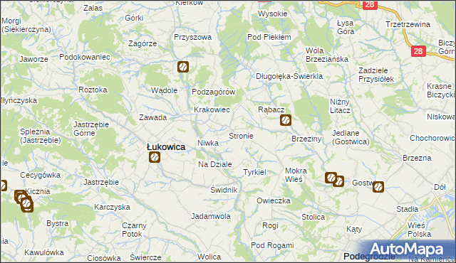 mapa Stronie gmina Łukowica, Stronie gmina Łukowica na mapie Targeo