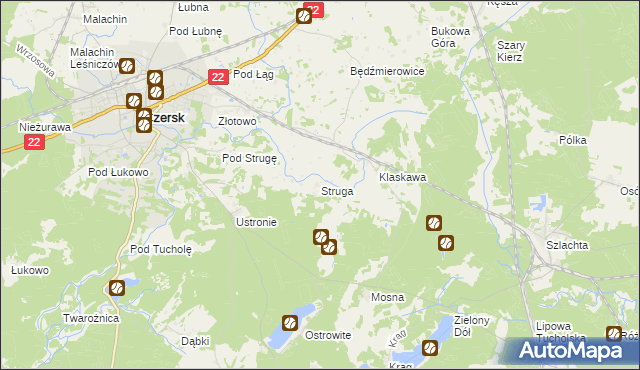 mapa Struga gmina Czersk, Struga gmina Czersk na mapie Targeo