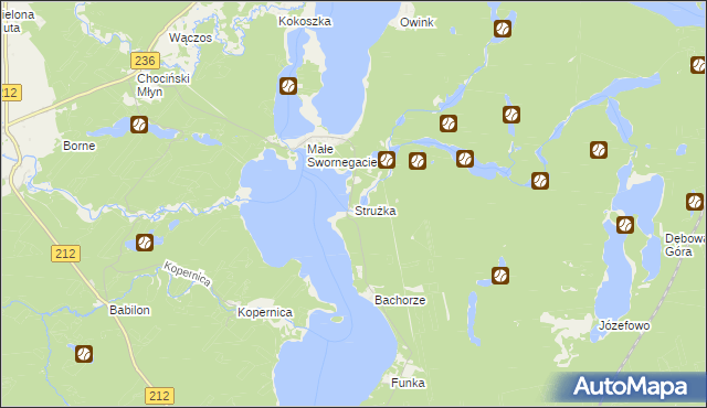 mapa Strużka gmina Chojnice, Strużka gmina Chojnice na mapie Targeo