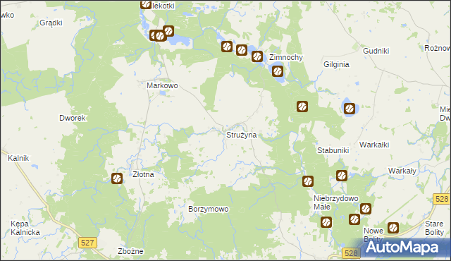 mapa Strużyna gmina Morąg, Strużyna gmina Morąg na mapie Targeo