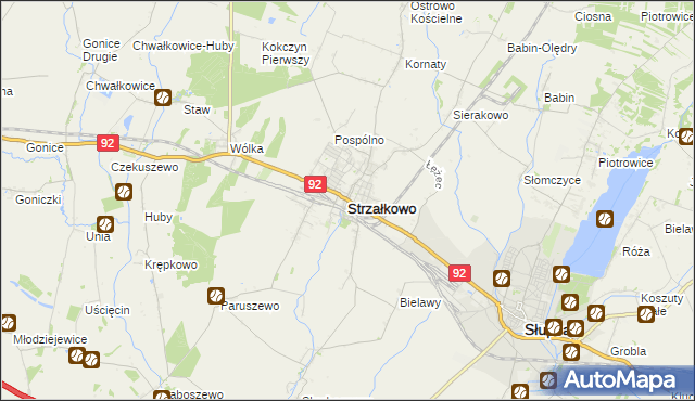mapa Strzałkowo powiat słupecki, Strzałkowo powiat słupecki na mapie Targeo