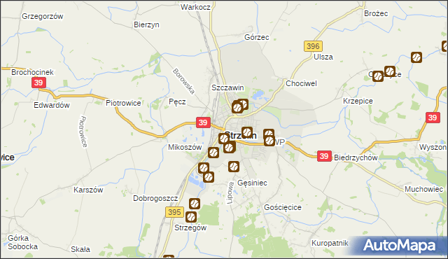 mapa Strzelin, Strzelin na mapie Targeo