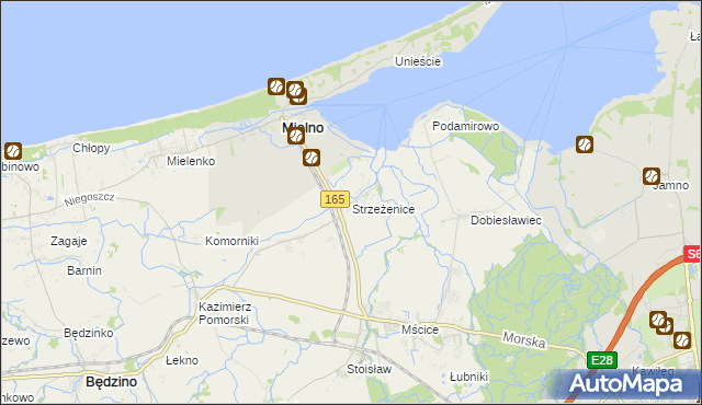 mapa Strzeżenice, Strzeżenice na mapie Targeo