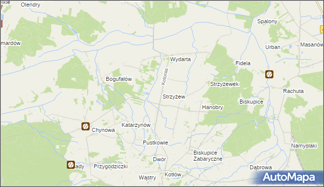 mapa Strzyżew gmina Sieroszewice, Strzyżew gmina Sieroszewice na mapie Targeo