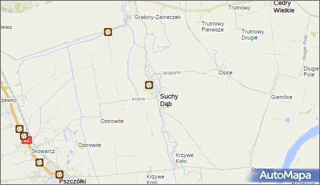 mapa Suchy Dąb, Suchy Dąb na mapie Targeo