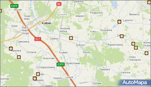mapa Sufczyn gmina Kołbiel, Sufczyn gmina Kołbiel na mapie Targeo