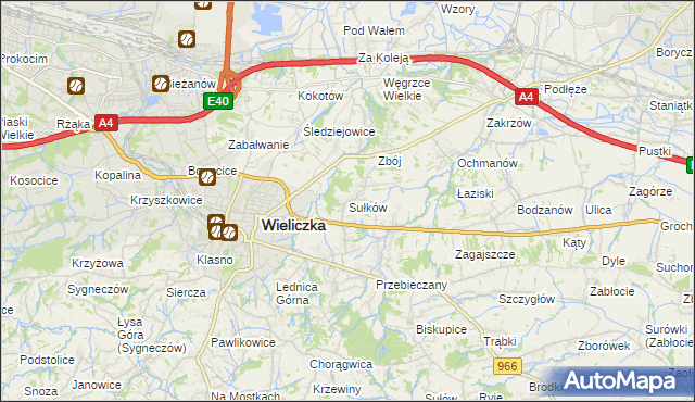 mapa Sułków gmina Wieliczka, Sułków gmina Wieliczka na mapie Targeo