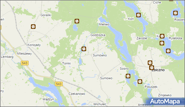 mapa Sumówko gmina Zbiczno, Sumówko gmina Zbiczno na mapie Targeo