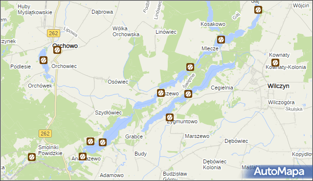 mapa Suszewo gmina Orchowo, Suszewo gmina Orchowo na mapie Targeo