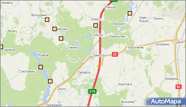 mapa Swarożyn, Swarożyn na mapie Targeo