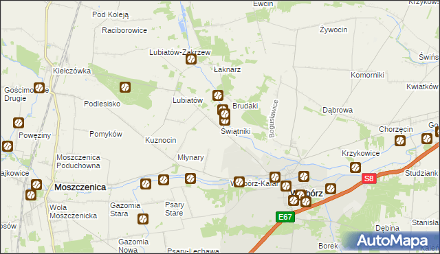 mapa Świątniki gmina Wolbórz, Świątniki gmina Wolbórz na mapie Targeo