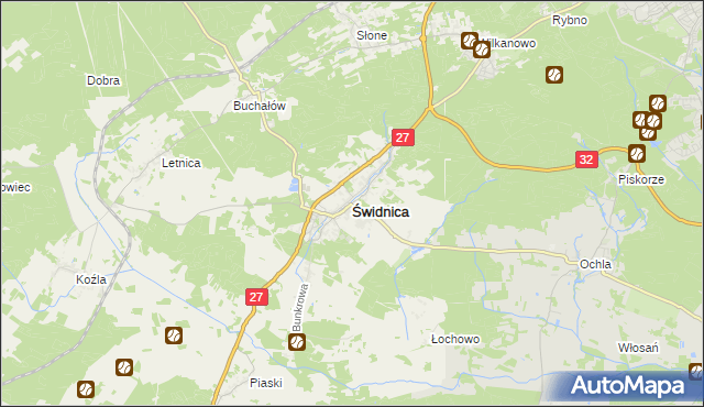 mapa Świdnica powiat zielonogórski, Świdnica powiat zielonogórski na mapie Targeo