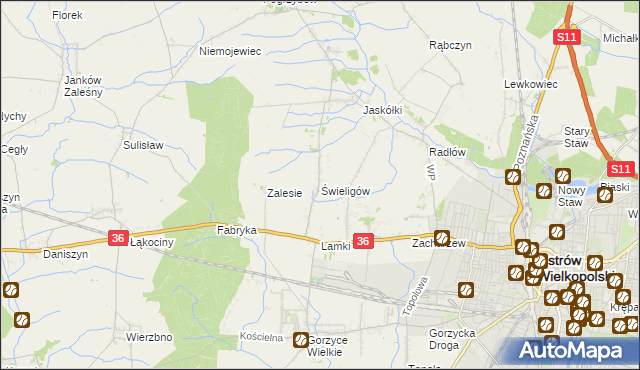 mapa Świeligów, Świeligów na mapie Targeo