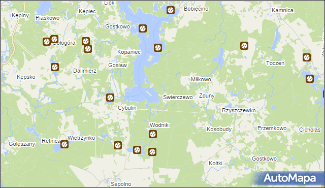 mapa Świerczewo gmina Biały Bór, Świerczewo gmina Biały Bór na mapie Targeo