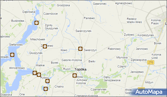 mapa Świerczyn gmina Topólka, Świerczyn gmina Topólka na mapie Targeo