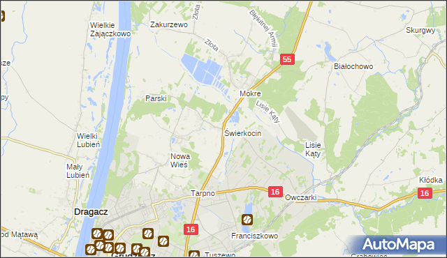 mapa Świerkocin gmina Grudziądz, Świerkocin gmina Grudziądz na mapie Targeo