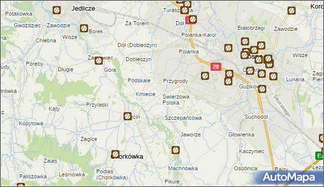 mapa Świerzowa Polska, Świerzowa Polska na mapie Targeo