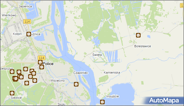 mapa Święta gmina Goleniów, Święta gmina Goleniów na mapie Targeo