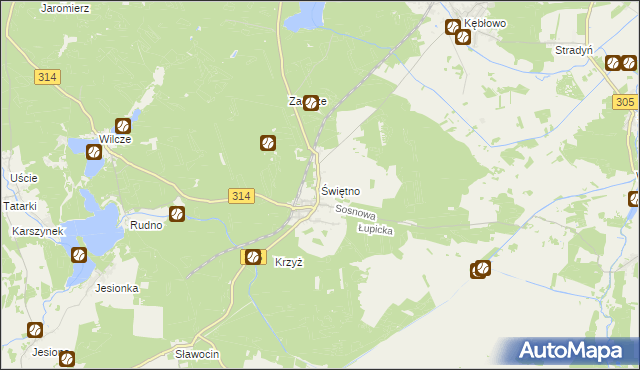 mapa Świętno gmina Wolsztyn, Świętno gmina Wolsztyn na mapie Targeo