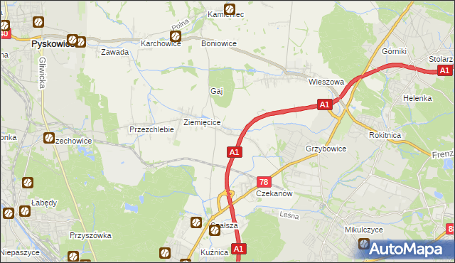 mapa Świętoszowice, Świętoszowice na mapie Targeo