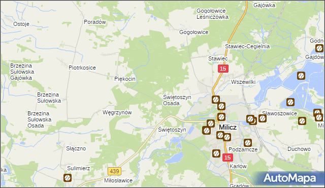 mapa Świętoszyn Osada, Świętoszyn Osada na mapie Targeo